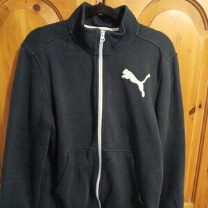 Puma Fleece Track Jacket Sports Lifestyle Navy Logo Sweater Men's Size Medium